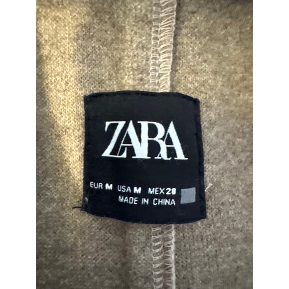 Zara Womens Beige Long Coat Medium Open Front Wool Blend Winter Overcoat - Picture 5 of 5